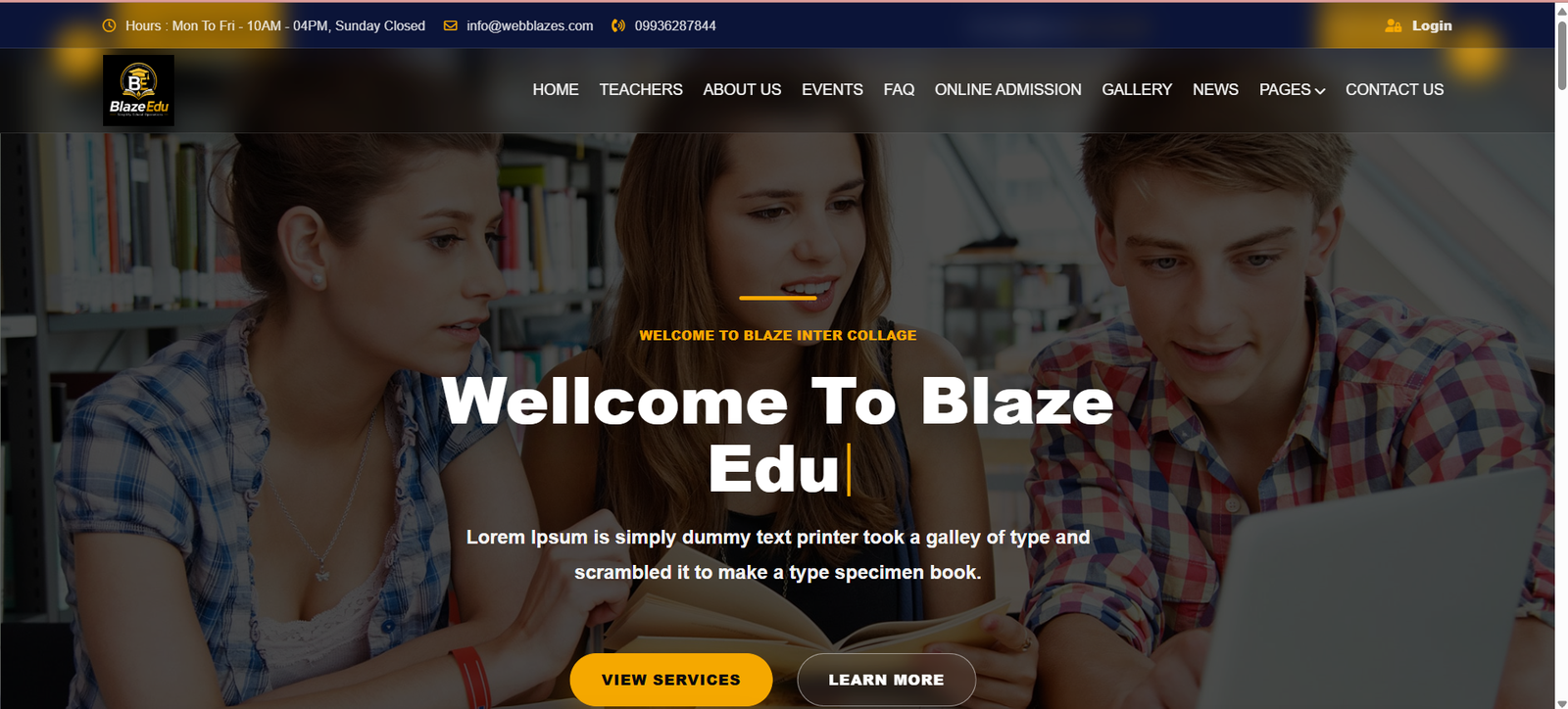 Branch Website screenshot